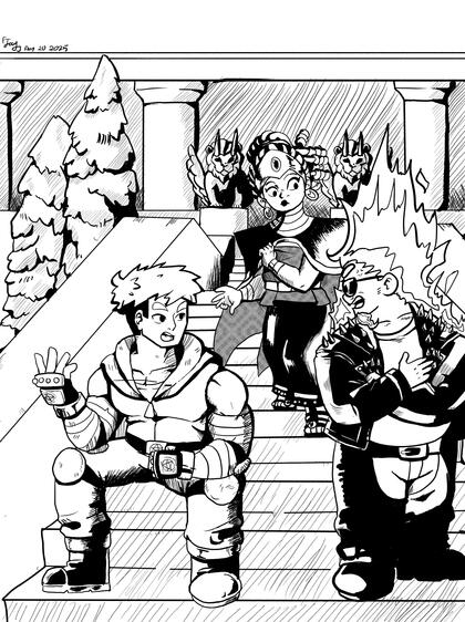 On the steps of the palace